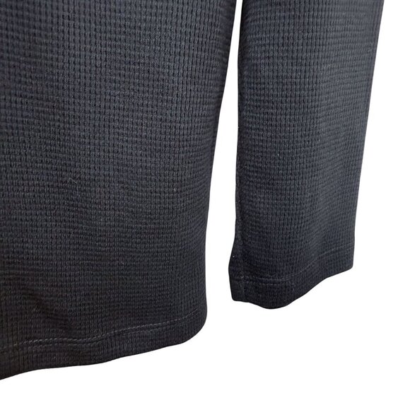 Denim & Co. Embroidered Waffle Knit Top Medium Black Long Sleeve Tee Womens Boho - Picture 8 of 9